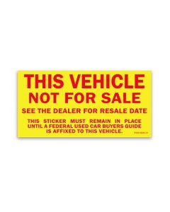 8245 Vehicle Not For Sale Stickers 4.5 in. x 6 in. Install inside Visible Outside Window (250 Count)