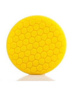 830RH 8 in. Medium Hex Faced Foam Grip Pad with Center Ring Backing for Cutting/Polishing Yellow