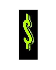 EZ109-Dollar Waterproof Vinyl Fluorescent Green and Black Removable Number Window Sticker 4 In. x 7.5 In. (12 Count) Dollar