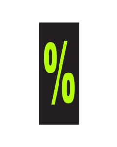 EZ109-PERCENT Waterproof Vinyl Fluorescent Green and Black Removable Number Window Sticker 4 In. x 7.5 In. (12 Count) Percent