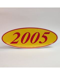 EZ198R2005 Red and Yellow Oval Year Stickers 14 in. x 5.5 in. (12 Count)