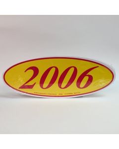 EZ198R2006 Red and Yellow Oval Year Stickers 14 in. x 5.5 in. (12 Count)