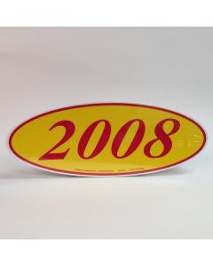 EZ198R2008 Red and Yellow Oval Year Stickers 14 in. x 5.5 in. (12 Count)