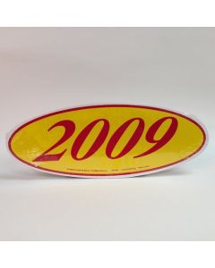 EZ198R2009 Red and Yellow Oval Year Stickers 14 in. x 5.5 in. (12 Count)