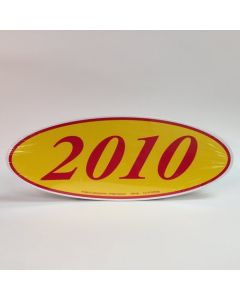 EZ198R2010 Red and Yellow Oval Year Stickers 14 in. x 5.5 in. (12 Count)