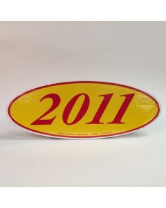 EZ198R2011 Red and Yellow Oval Year Stickers 14 in. x 5.5 in. (12 Count)