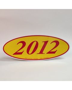 EZ198R2012 Red and Yellow Oval Year Stickers 14 in. x 5.5 in. (12 Count)