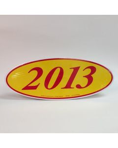 EZ198R2013 Red and Yellow Oval Year Stickers 14 in. x 5.5 in. (12 Count)