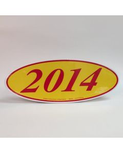 EZ198R2014 Red and Yellow Oval Year Stickers 14 in. x 5.5 in. (12 Count)