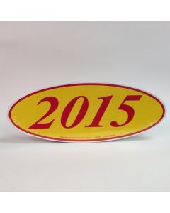 EZ198R2015 Red and Yellow Oval Year Stickers 14 in. x 5.5 in. (12 Count)