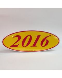 EZ198R2016 Red and Yellow Oval Year Stickers 14 in. x 5.5 in. (12 Count)
