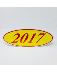 EZ198R2017 Red and Yellow Oval Year Stickers 14 in. x 5.5 in. (12 Count)