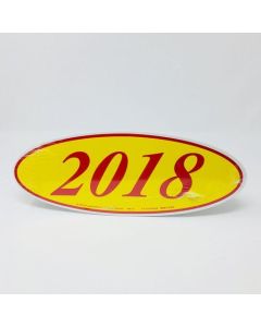 EZ198R2018 Red and Yellow Oval Year Stickers 14 in. x 5.5 in. (12 Count)