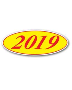 EZ198R2019 Red and Yellow Oval Year Stickers 14 in. x 5.5 in. (12 Count)