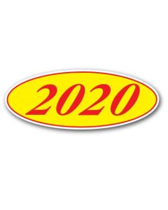 EZ198R2020 Red and Yellow Oval Year Stickers 14 in. x 5.5 in. (12 Count)