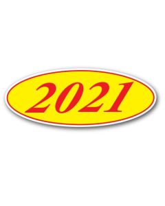 EZ198R2021 Red and Yellow Oval Year Stickers 14 in. x 5.5 in. (12 Count)