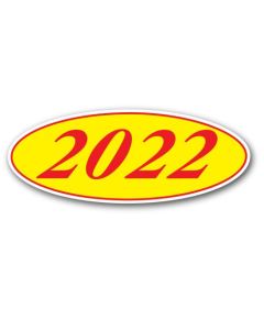 EZ198R2022 Red and Yellow Oval Year Stickers 14 in. x 5.5 in. (12 Count)