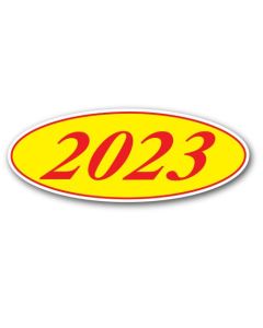 EZ198R2023 Red and Yellow Oval Year Model Sticker 14 in. x 5.5 in. (12 Count)