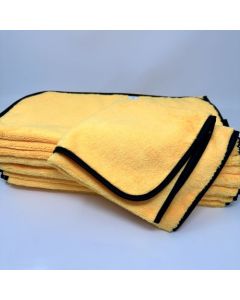 Plush Yellow Microfiber Towels with Trim 400 GSM 24 in. x 16 in. (12 Count)